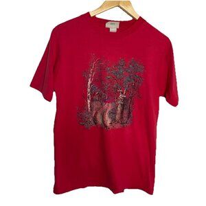 Vintage 90s Northern Reflections T-shirt Womens Pink Canada Day Cottage Nature